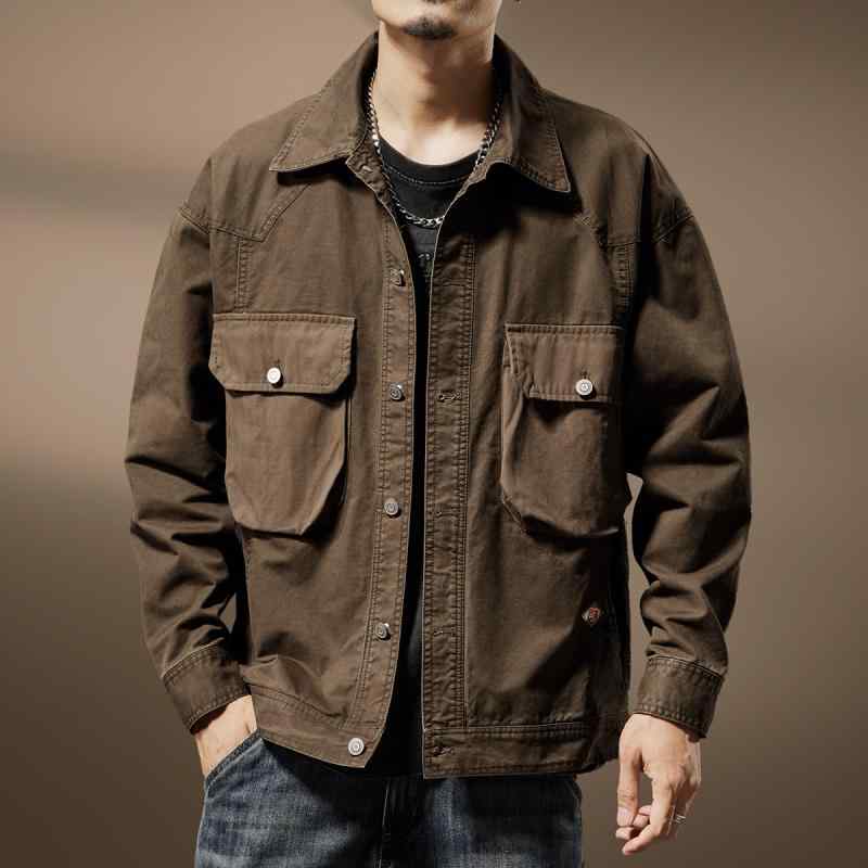 メンズ 流行り物 服  オシャレ 分かりやすい 成年者 かっこいい 途轍も無い大きさ 表どおり 成人男性服  ハイエンド アメリカン レトロ 手ごわい 細工物上衣 秋 甚だしい 狩猟上衣 ウォッシュ トップス 長袖 プルオーバー