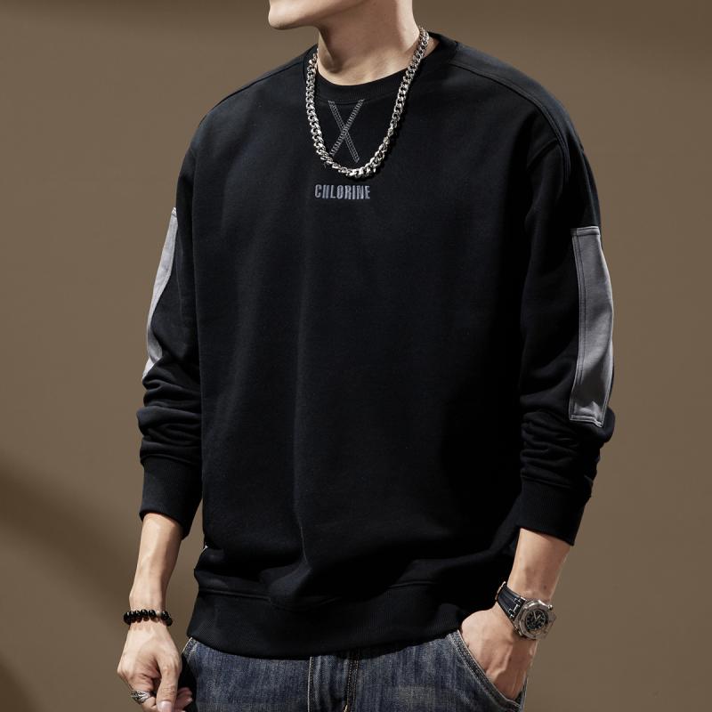 メンズ 流行り物 服  オシャレ 分かりやすい 成年者 かっこいい 途轍も無い大きさ 表どおり 成人男性服 秋 アメリカン 長袖 流汗 プルオーバー ハイエンド ラウンドのど頚 心地よい トップス 上衣