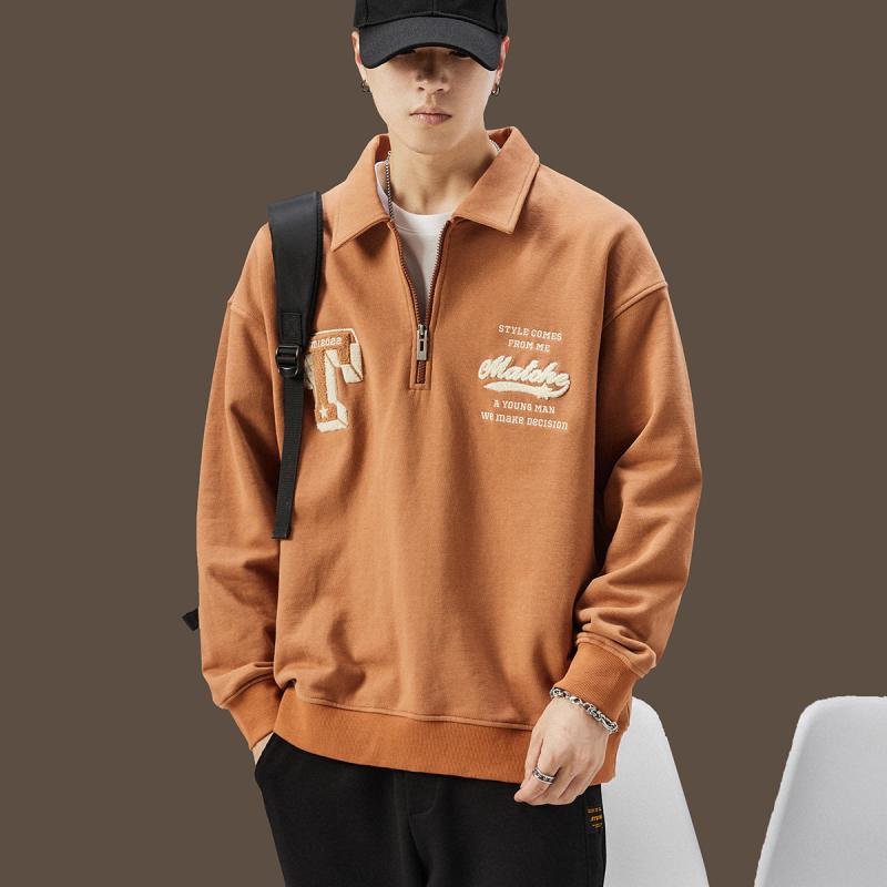 メンズ 流行り物 服  オシャレ 分かりやすい 成年者 かっこいい 途轍も無い大きさ 表どおり 成人男性服  アメリカン レトロ 流汗 プルオーバー 秋 心地よい ポロ プルオーバー 長袖 綿 T プルオーバー トップス