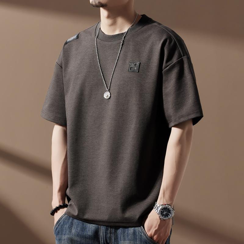 メンズ ファッション 服 オシャレ シンプル 大人 かっこいい 大きいサイズ ストリート 紳士服 ハイエンド アメリカン テンセル クール 半袖 T シャツ 夏 レトロ ラウンドネック トップス