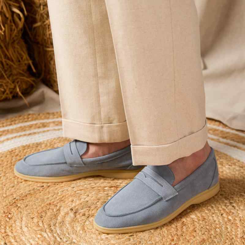 メンズ  服 分かりやすい 流行り物 オシャレ 成年者 かっこいい 馬鹿でかい大きさ 表どおり 成人男性服 ペニーローファー アン 組みたて 夏 通気性 革 心地好い スエードクロス エコ なめし革 シューズ