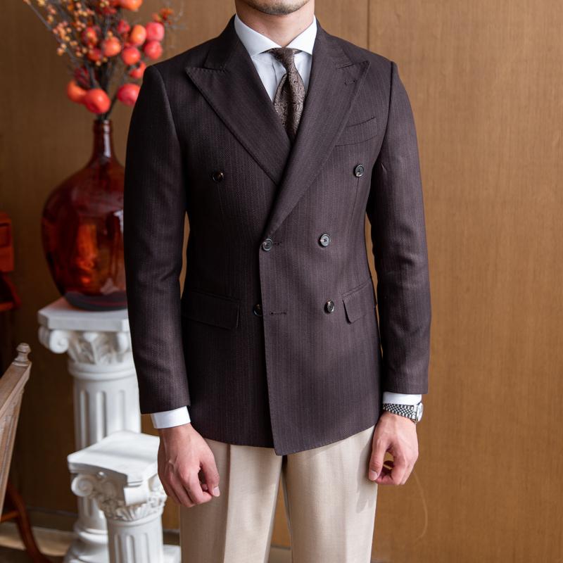 メンズ 服 シンプル ファッション オシャレ 大人 かっこいい 大きいサイズ ストリート 紳士服 パーティー 通勤 ダブルブレスト エレガント スリム ハイエンド スーツ ジャケット レトロ