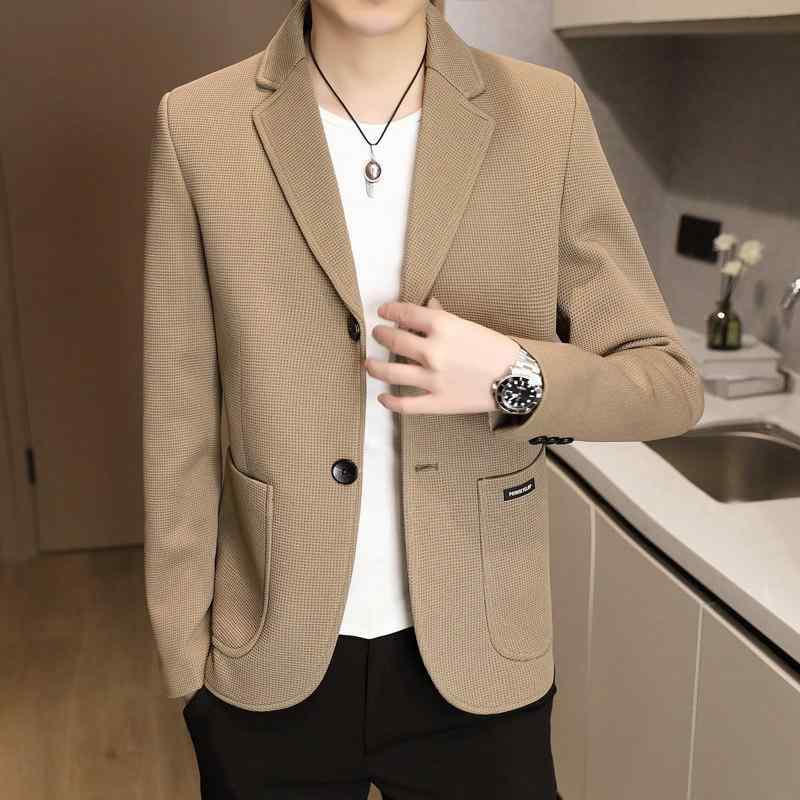 メンズ 服 シンプル ファッション オシャレ 大人 かっこいい 大きいサイズ ストリート 紳士服 ワッフル スーツ ジャケット スリム スタイリッシュ ハイエンド カジュアル|リコット
