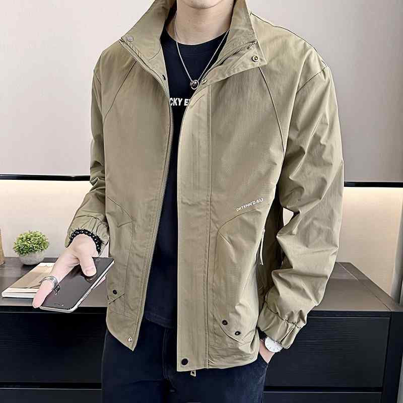 メンズ 服 シンプル ファッション オシャレ 大人 かっこいい 大きいサイズ ストリート 紳士服 スタンドカラー 秋 ジャケット 無地 ワーク トップス ゆったり|リコット