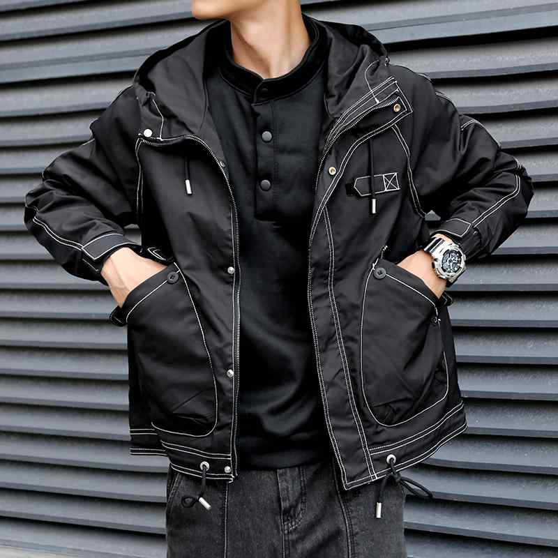 メンズ 服 シンプル ファッション オシャレ 大人 かっこいい 大きいサイズ ストリート 紳士服 フード ジャケット ゆったり スポーツ カジュアル アメリカン トップス ステッチワーク|リコット