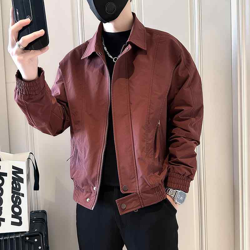 メンズ 服 シンプル ファッション オシャレ 大人 かっこいい 大きいサイズ ストリート 紳士服 ハイエンド ジャケット バーガンディ|リコット