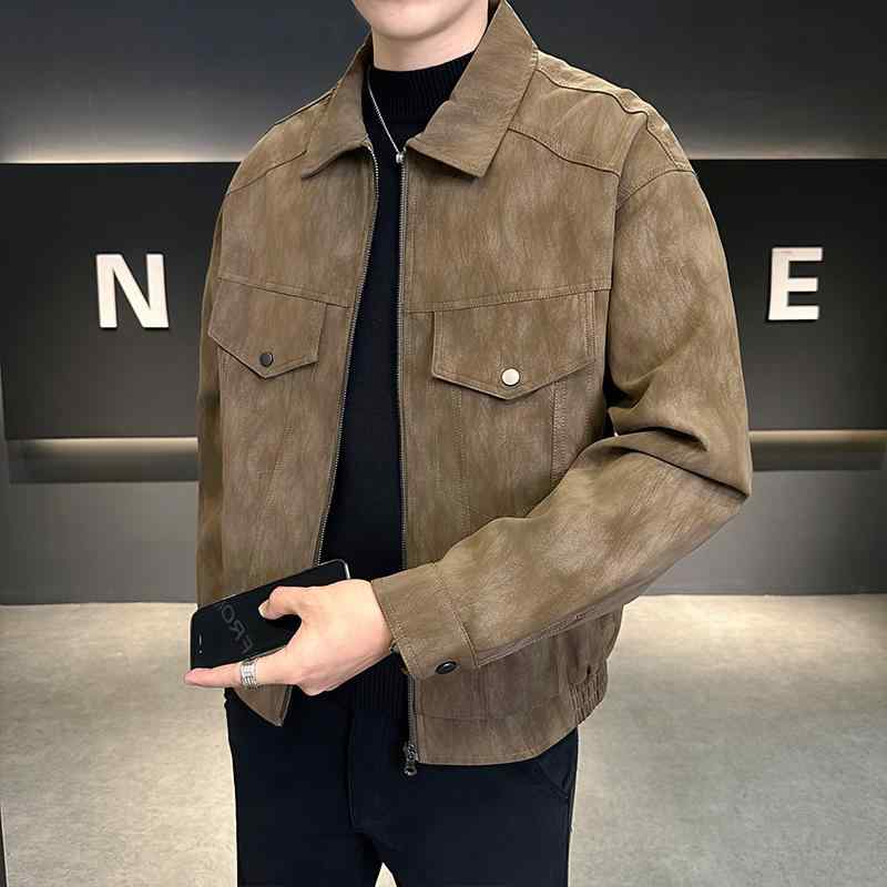 メンズ  服 分かりやすい 流行り物 オシャレ 成年者 かっこいい 途轍も無い大きさ 表どおり 成人男性服 流行り物 秋 エコ なめし革上衣 アメリカン