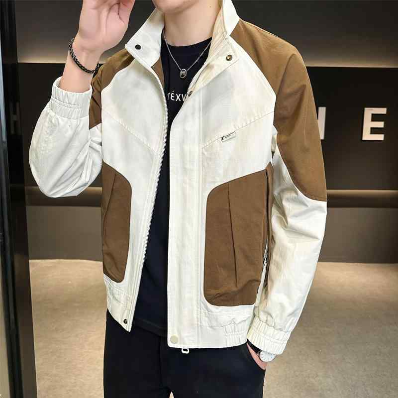メンズ 服 シンプル ファッション オシャレ 大人 かっこいい 大きいサイズ ストリート 紳士服 ライト ハイエンド ダブル スタンドカラー ジャケット 秋 ファッション カジュアル|リコット