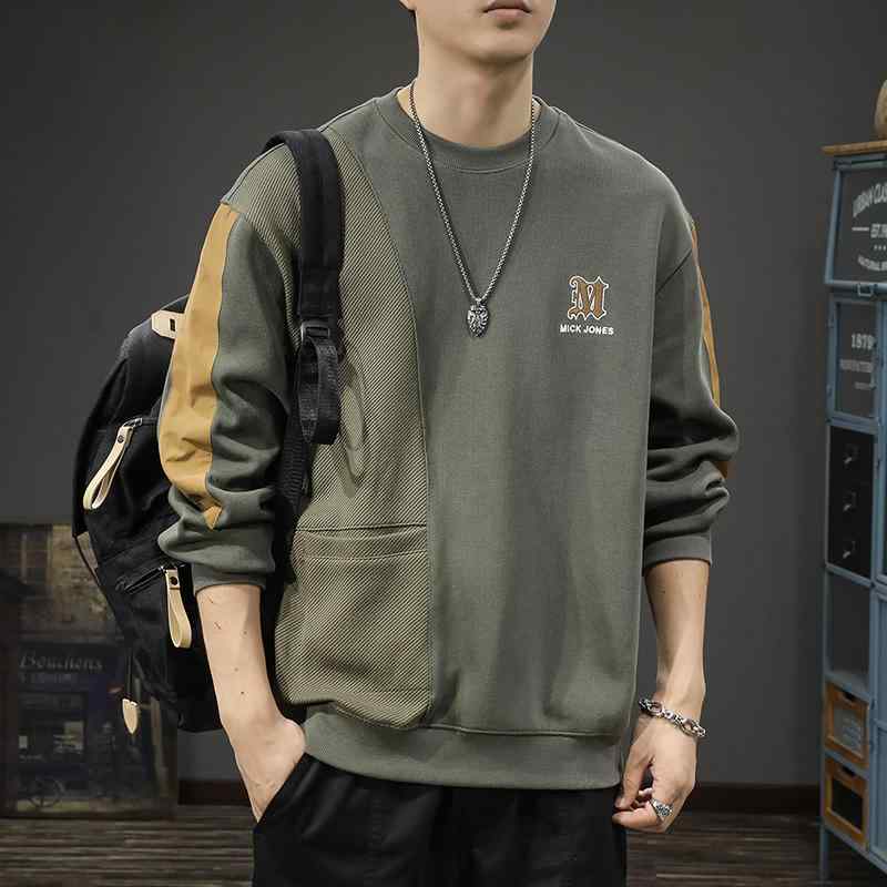メンズ 服 シンプル ファッション オシャレ 大人 かっこいい 大きいサイズ ストリート 紳士服 春 長袖 ラウンドネック トレーナー 秋 カジュアル トップス ジャケット