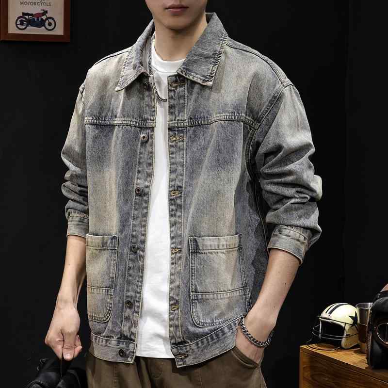 メンズ  服  分かりやすい 流行り物 オシャレ 成年者 かっこいい 馬鹿でかい大きさ 表どおり 成人男性服 アメリカンデニムジャケット 秋  上衣 春