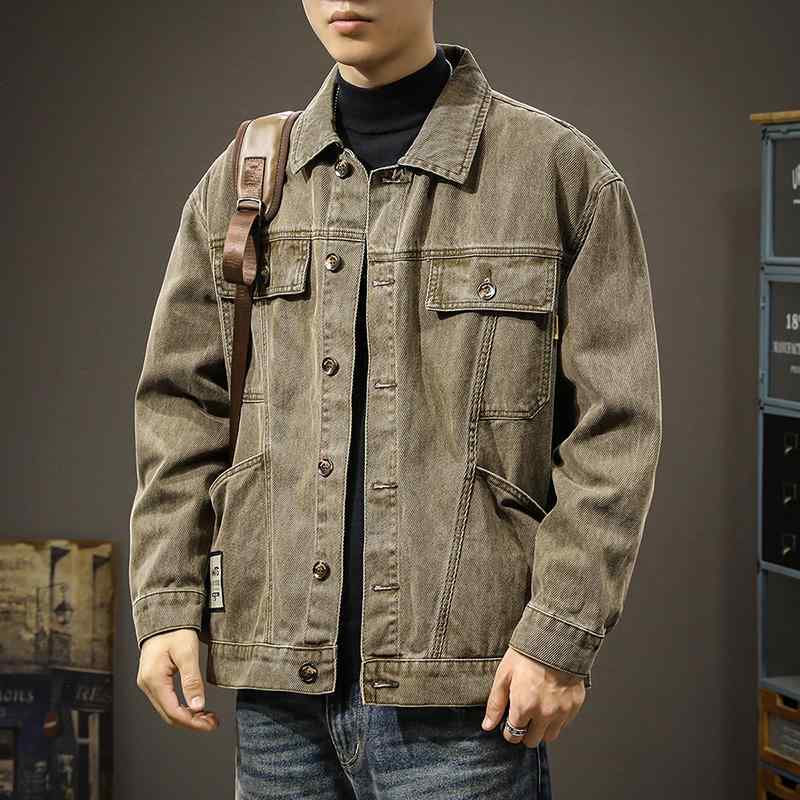 メンズ  服  分かりやすい 流行り物 オシャレ 成年者 かっこいい 途轍も無い大きさ 表どおり 成人男性服 秋 アメリカン 細工物御召しもの 上衣 心地よい ゆったり ウォッシュデニム 上衣