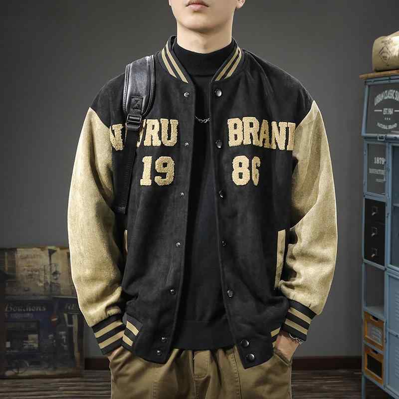メンズ 服 シンプル ファッション オシャレ 大人 かっこいい 大きいサイズ ストリート 紳士服 秋 スエード 野球 ジャケット アメリカン ヘビー