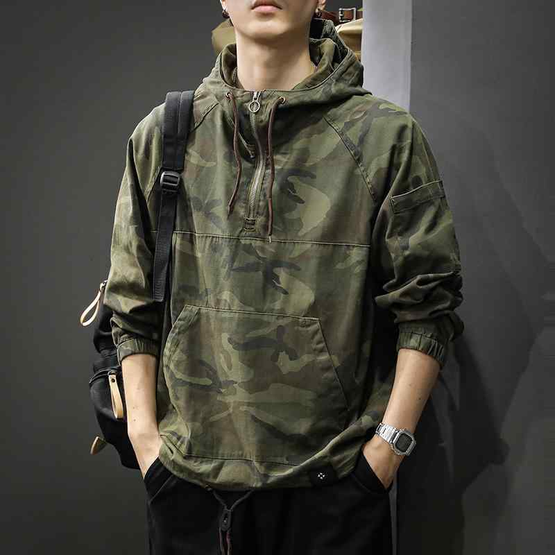 メンズ  服  分かりやすい 流行り物 オシャレ 成年者 かっこいい 馬鹿でかい大きさ 表どおり 成人男性服 秋 アウトドア 変装 上衣 アメリカン 二分の一 ジップ 細工物上衣 ボンネット 心地好い 上衣
