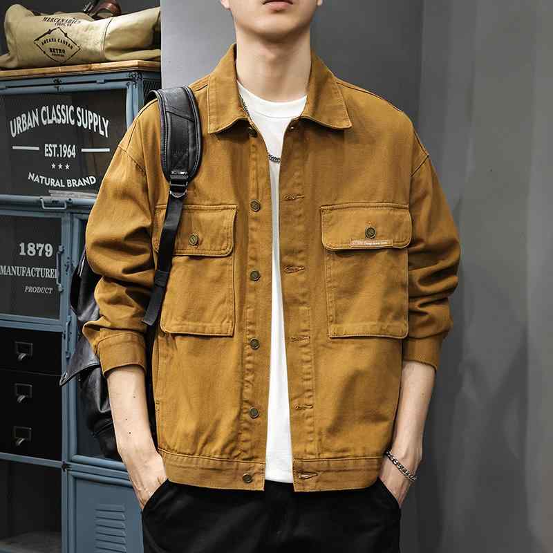 メンズ  服  分かりやすい 流行り物 オシャレ 成年者 かっこいい 馬鹿でかい大きさ 表どおり 成人男性服 アメリカンマルチ 衣嚢 細工物上衣 秋 甚だしい 綿織物 ジーンズ上衣