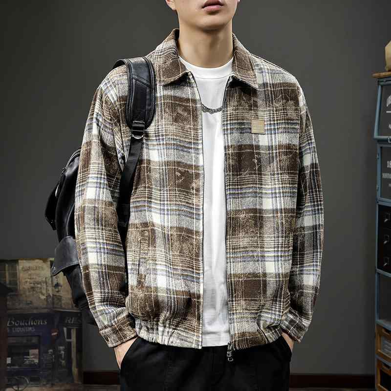 メンズ  服  分かりやすい 流行り物 オシャレ 成年者 かっこいい 途轍も無い大きさ 表どおり 成人男性服  読み合わせる柄 上衣 秋 アメリカン 表どおり