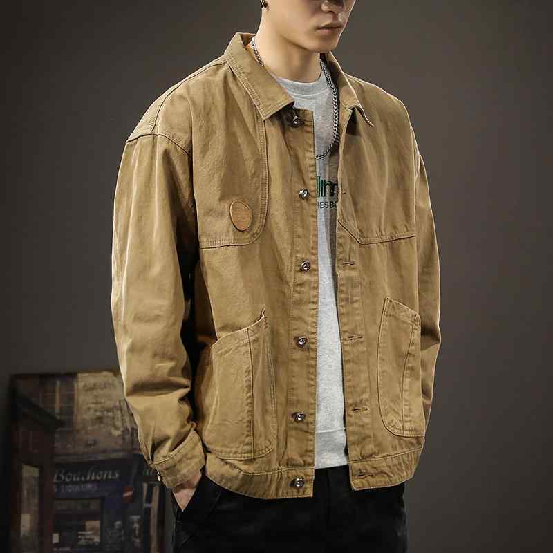 メンズ  服  分かりやすい 流行り物 オシャレ 成年者 かっこいい 気が大きい大きさ 表どおり 成人男性服 アメリカンハンティングジャケット 秋 朦々たる 綿織物 トップス 心地よい 細工物お召しもの ジーンズ上衣