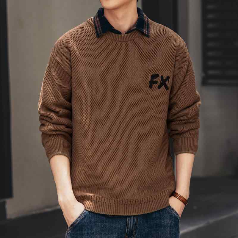 メンズ 服 シンプル ファッション オシャレ 大人 かっこいい 大きいサイズ ストリート 紳士服 ハイエンドラウンドネック ニット セーター 秋 カジュアル プルオーバー｜リコット