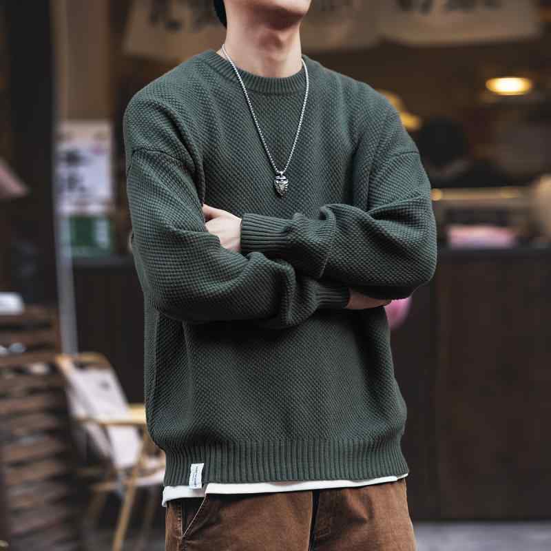 メンズ 服 シンプル ファッション オシャレ 大人 かっこいい 大きいサイズ ストリート 紳士服 アメリカン ヘビー セーター ラウンドネック ニット |リコット