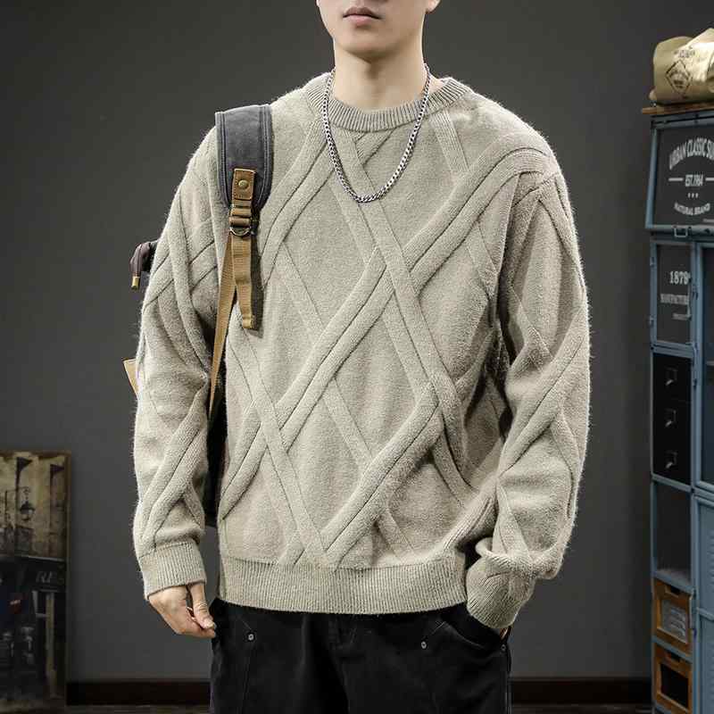 メンズ 服 分かりやすい 流行り物 オシャレ 成年者 かっこいい 気が大きい大きさ 表どおり 成人男性服 春 朦々たるラウンドのど首 スウェーター ゆったり 読み合わせる 編み物