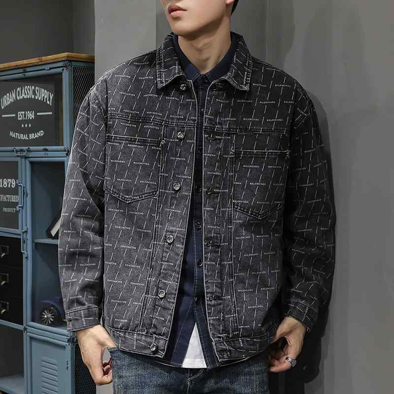 メンズ 服 シンプル ファッション オシャレ 大人 かっこいい 大きいサイズ ストリート 紳士服 春 プリントデニムジャケット カジュアル ジャケット トップス｜リコット