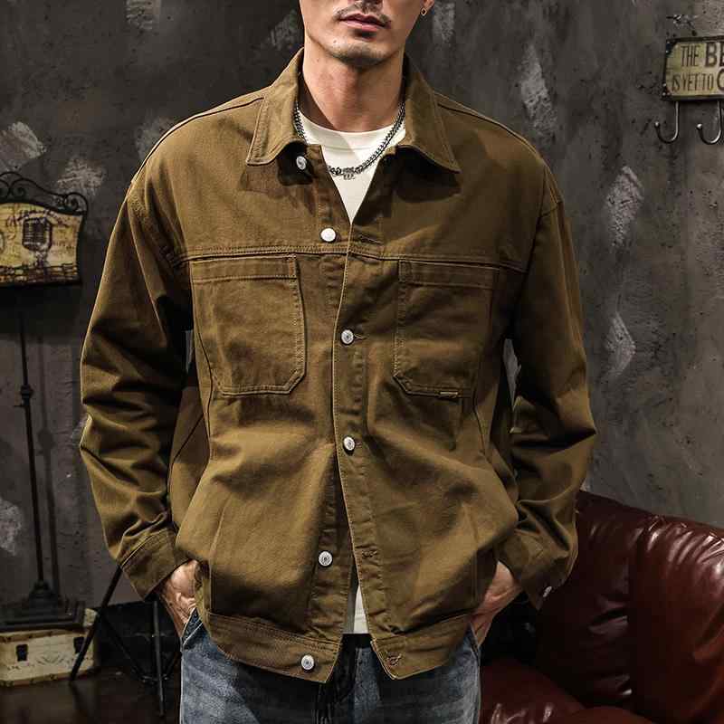 メンズ  服  分かりやすい 流行り物 オシャレ 成年者 かっこいい 途轍も無い大いさ 表どおり 成人男性服 ウォッシュ 処理 マルチ 衣嚢 細工物お召しもの ジーンズ上衣 アメリカン 上衣 メンズファッション-コート・ジャケット