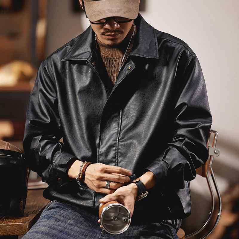 メンズ  服  分かりやすい 流行り物 オシャレ 成年者 かっこいい 馬鹿でかい大きさ 表どおり 成人男性服 PU エコ なめし革 上衣 ハイエンド ライダース 烏兎 アメリカン 流行り物 飛行士