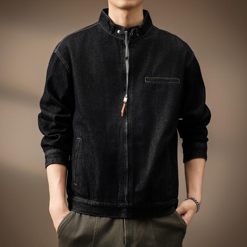 メンズ 服 シンプル ファッション オシャレ 大人 かっこいい 大きいサイズ ストリート 紳士服 ハイエンド デニム ジャケット 秋 アメリカン ウォッシュド キャトル ハンティング スタンドカラー｜リコット