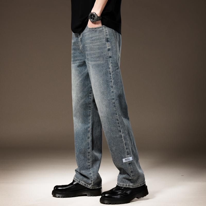メンズ  服  分かりやすい 流行り物 オシャレ 成年者 かっこいい 馬鹿でかい大きさ 表どおり 成人男性服 表どおり アメカジ 広々とした レッグ デニム ゆったり 引っ切り無い 春ともし火 青み 長ズボン