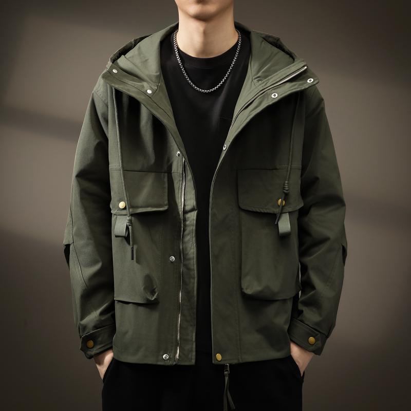 メンズ 服 シンプル ファッション オシャレ 大人 かっこいい 大きいサイズ ストリート 紳士服 ハイエンド アメリカン アウトドア 機能 ワークジャケット 秋 フード 防風 ジャケット