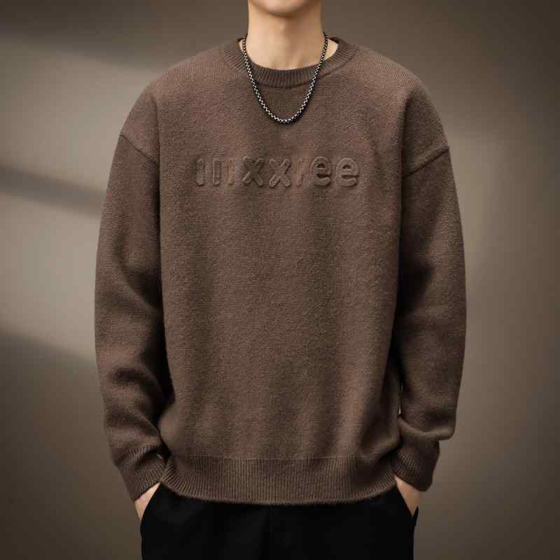 メンズ 服 シンプル ファッション オシャレ 大人 かっこいい 大きいサイズ ストリート 紳士服 ハイエンド レター プリントプルオーバー セーター 秋 ラウンドネック アメリカン トップス|リコット