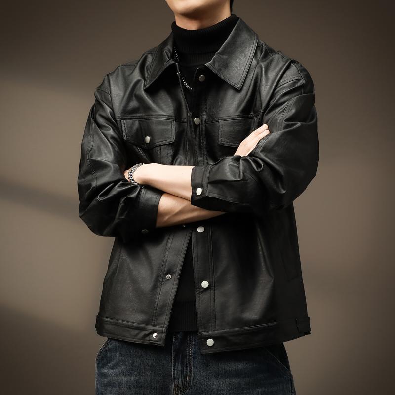 メンズ 服 シンプル ファッション オシャレ 大人 かっこいい 大きいサイズ ストリート 紳士服 ハイエンド アメリカン ワークウェア PU エコ レザー ジャケット 秋 アウトドア カジュアル 機能｜リコット