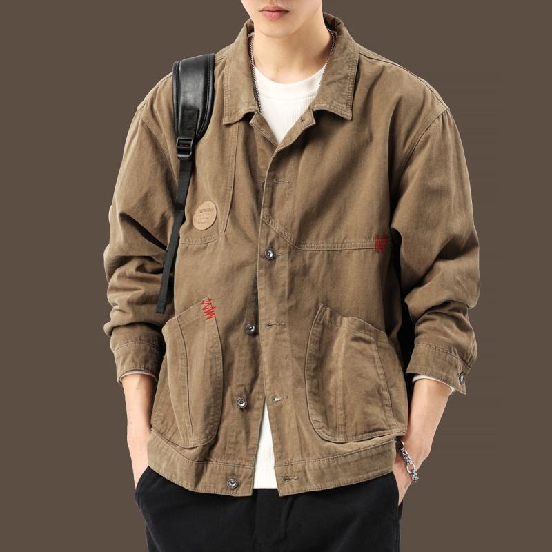 メンズ  服  分かりやすい 流行り物 オシャレ 成年者 かっこいい 途轍も無い大きさ 表どおり 成人男性服 アメリカンワークウェア ジーンズ上衣 春 綿 狩猟上衣 ゆったり 心地よい 上衣