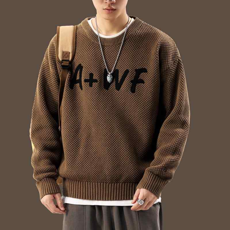 メンズ 服 シンプル ファッション オシャレ 大人 かっこいい 大きいサイズ ストリート 紳士服 アメリカン ラウンドネック セーター 秋 ゆったり 長袖 |リコット