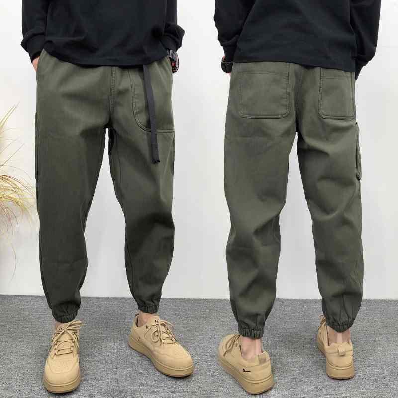 メンズ 服 シンプル ファッション オシャレ 大人 かっこいい 大きいサイズ ストリート 紳士服 春秋 カジュアル パンツ ハイエンド アーミーグリーン 九分丈 ワイド レッグ ファッション