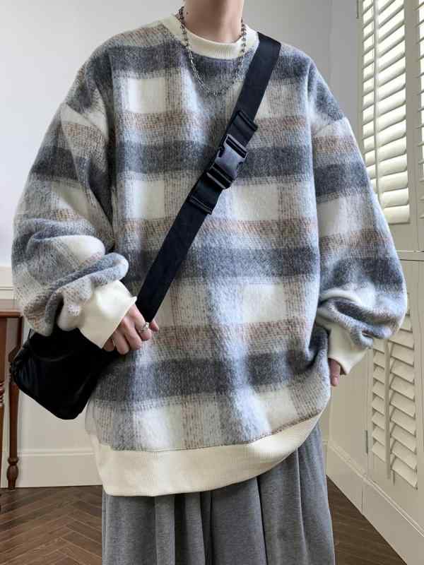 メンズ 服 分かりやすい 流行り物 オシャレ 成年者 かっこいい 気が大きい大きさ 表どおり 成人男性服 読み合わせる柄 羊毛 ラウンドのど首 トレーナー 秋 アメリカン トップス ティーシャツ スウェーター 上衣