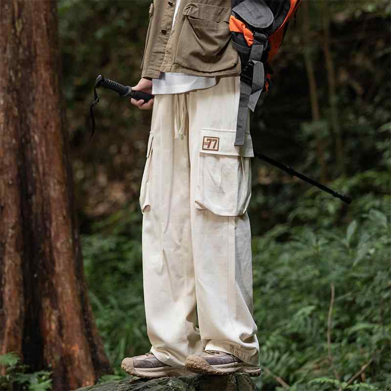 メンズ 服 シンプル ファッション オシャレ 大人 かっこいい 大きいサイズ ストリート 紳士服 ビッグ ポケット 夏 薄手 アメリカン ワイド パンツ ゆったり ストレート カジュアル