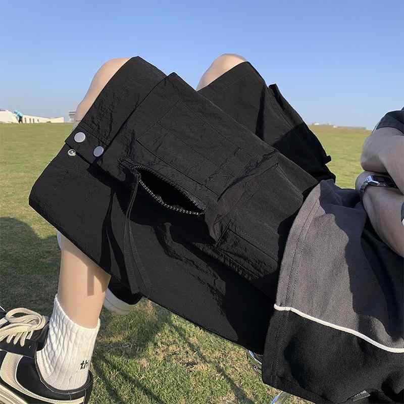 メンズ 服 シンプル ファッション オシャレ 大人 かっこいい 大きいサイズ ストリート 紳士服 速乾 ボタン カーゴパンツ 夏 薄手 マルチ ポケット ワイド レッグ カジュアル パンツ アメリカン ハーフ