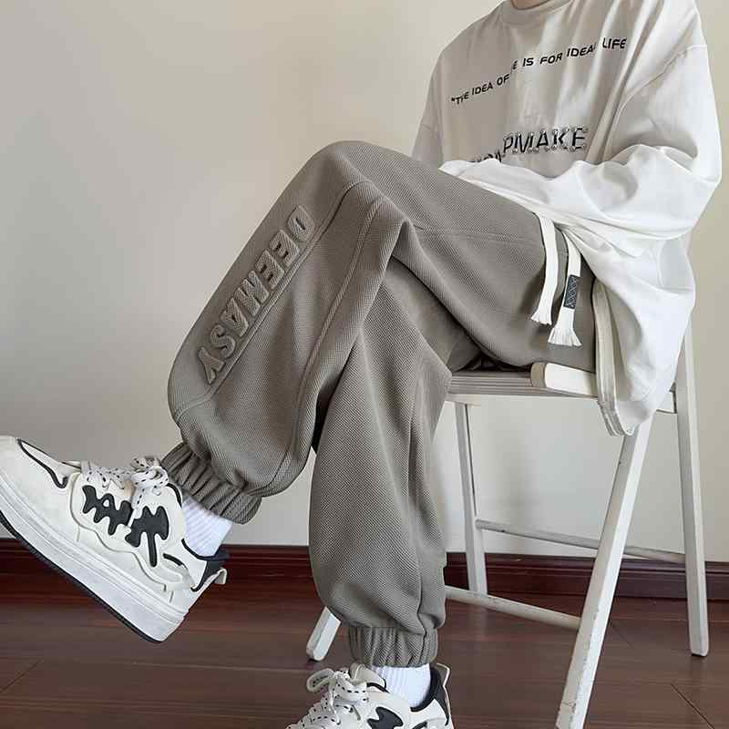 メンズ 服 シンプル ファッション オシャレ 大人 かっこいい 大きいサイズ ストリート 紳士服 ステンシル レター ズボン 秋 アメリカン ヘビー カジュアル スウェットパンツ ワイド レッグ
