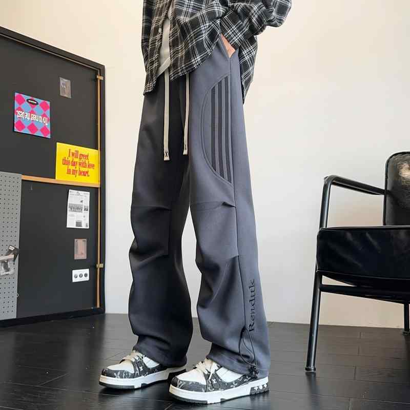 メンズ 服 シンプル ファッション オシャレ 大人 かっこいい 大きいサイズ ストリート 紳士服 アメリカン ヘビー パンツ ストライプス ワイド レッグ カジュアル ストレート 快適 スポーツ