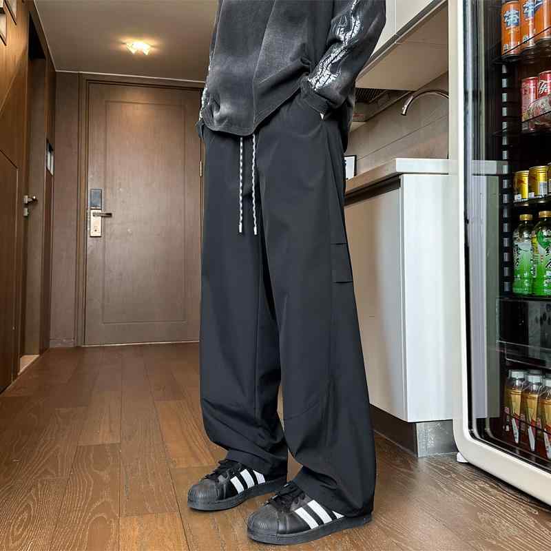 メンズ 服 シンプル ファッション オシャレ 大人 かっこいい 大きいサイズ ストリート 紳士服 アメリカン 機能的 パンツ 秋 プリーツ ストレート ドローストリング レッグ カジュアル