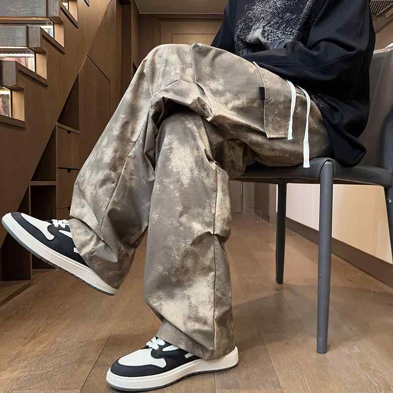 メンズ 服 シンプル ファッション オシャレ 大人 かっこいい 大きいサイズ ストリート 紳士服 ダーティー 秋 マルチ ポケット ワイド レッグ パンツ カジュアル