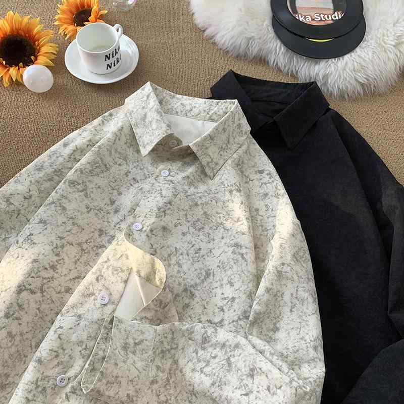 メンズ 服 シンプル ファッション オシャレ 大人 かっこいい 大きいサイズ ストリート 紳士服 秋 タイダイ柄 花柄 長袖 シャツ アメリカン ハイエンド ゆったり カジュアル ジャケット