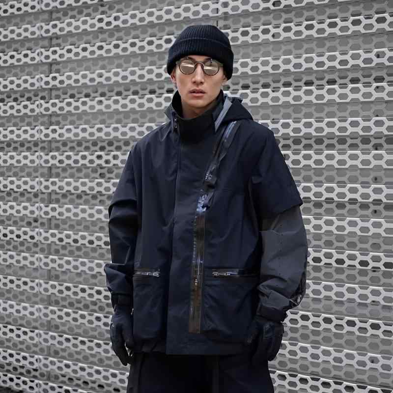 メンズ 服 シンプル ファッション オシャレ 大人 かっこいい 大きいサイズ ストリート 紳士服 スリーブ 多機能 アウトドア ラミネート 防風 防水 フード ジャケット ｜リコット