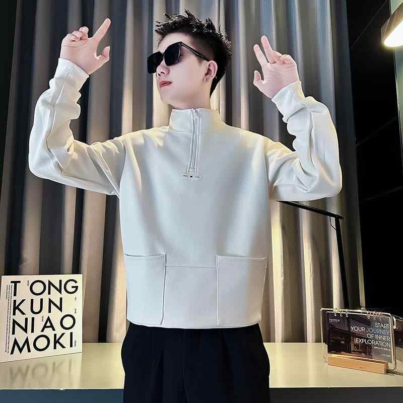 メンズ 服 シンプル ファッション オシャレ 大人 かっこいい 大きいサイズ ストリート 紳士服 スウェットシャツ ジッパー T シャツ 長袖 春秋 インナー 着