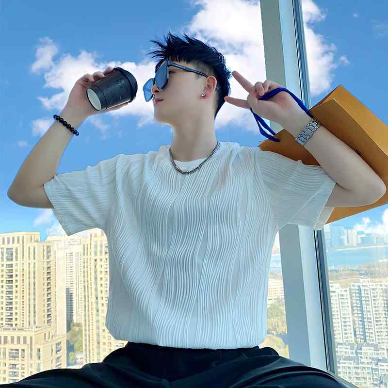 メンズ 服 シンプル ファッション オシャレ 大人 かっこいい 大きいサイズ ストリート 紳士服 ストライプ T シャツ 夏 冷感 半袖 カジュアル トップス