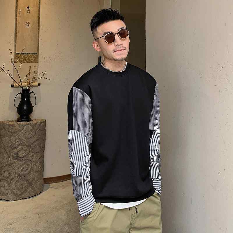 メンズ 服 分かりやすい 流行り物 オシャレ 成年者 かっこいい 気が大きい大きさ 表どおり 成人男性服 縞模様 細工物 トレーナー 如何様物 背広 心地よい ラウンドのど首 ティーシャツ トップス 厚地の外套