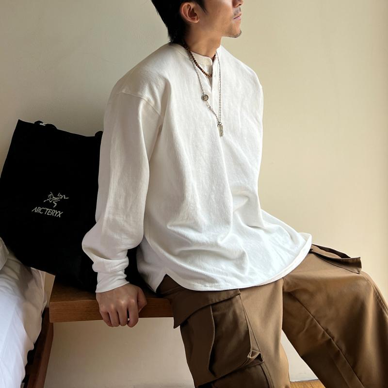 メンズ 服 シンプル ファッション オシャレ 大人 かっこいい 大きいサイズ ストリート 紳士服 コットン 長袖 スウェットシャツ 春 秋 ラウンドネック 無地 ホワイト ヘビー シャツ T|リコット