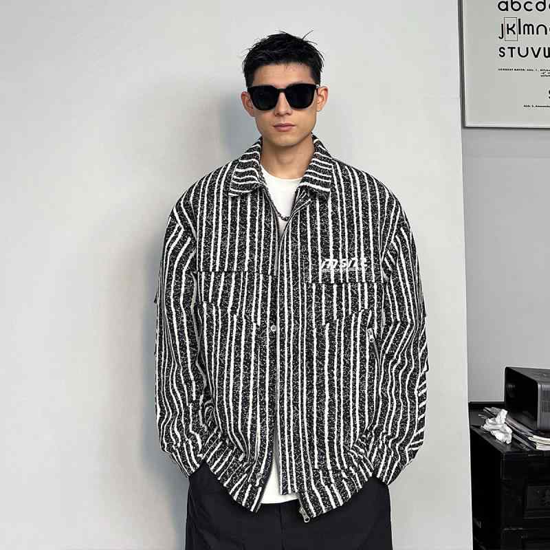 メンズ 服 分かりやすい 流行り物 オシャレ 成年者 かっこいい 気が大きい大きさ 表どおり 成人男性服 ゼブラ 刷り上げる 上衣 心地よい 縞模様