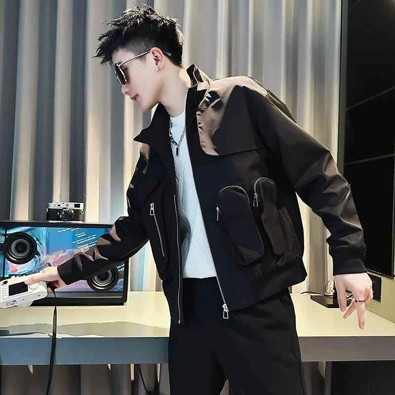 メンズ  服  分かりやすい 流行り物 オシャレ 成年者 かっこいい 途轍も無い大きさ 表どおり 成人男性服  流行り物 照明ランプ色合い  衣嚢 上衣 厚地の外套