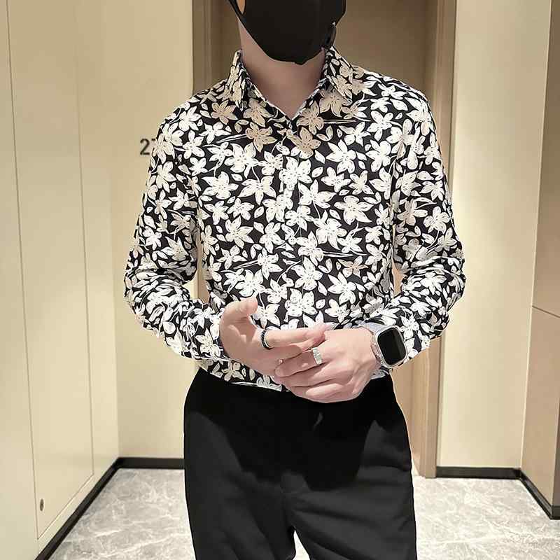 メンズ 服 シンプル ファッション オシャレ 大人 かっこいい 大きいサイズ ストリート 紳士服 フラワー シャツ 長袖 春秋 カジュアル 快適 トップス